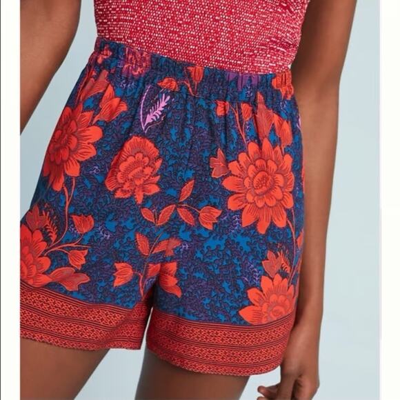 Anthropologie Ett:twa Vibrant Floral Print Elastic Pull On Shorts Size Small - Picture 1 of 6